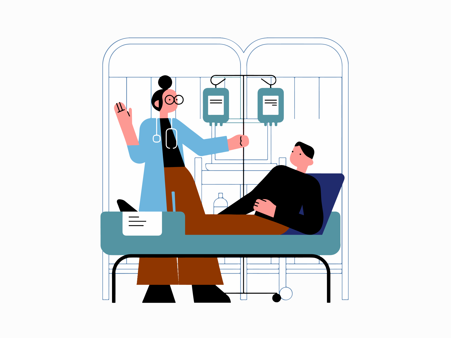A patient receiving care